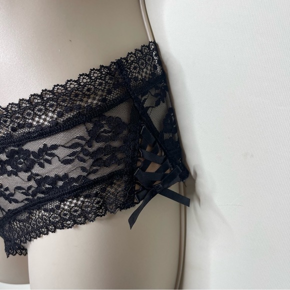 New Adore Me black floral lace hipster panties sz S - Picture 2 of 6